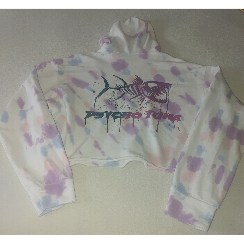 Psycho Tuna Women's Tie Dye Cropped Hoodie Juniors Size Medium LOGO Surf NEW